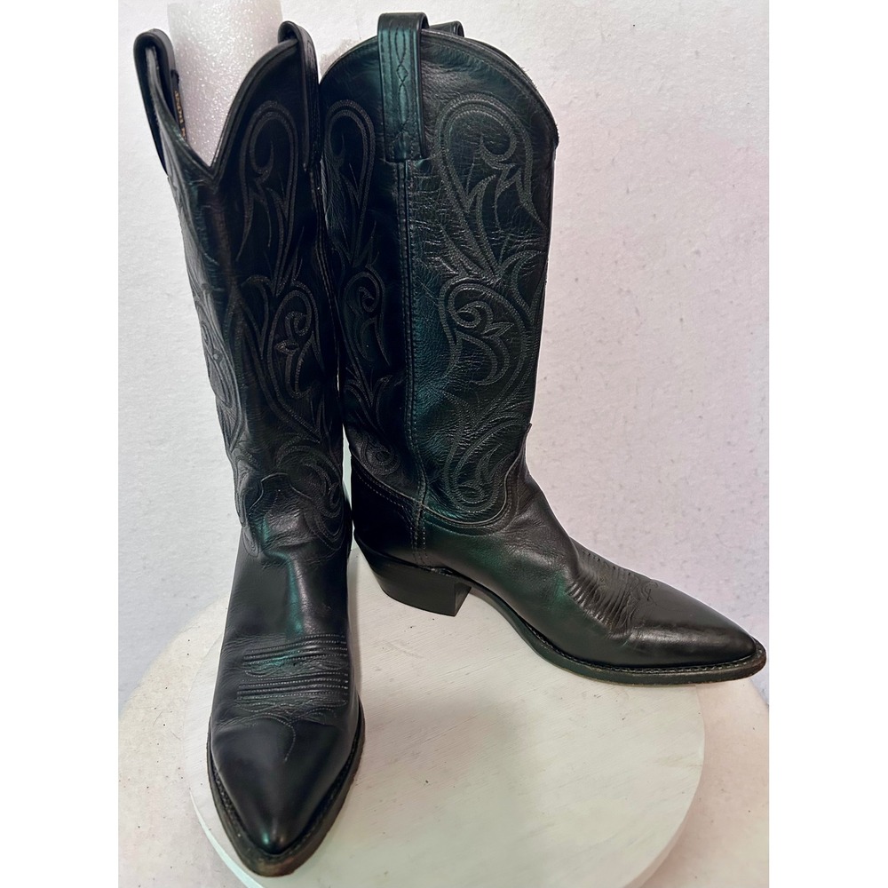 Dan Post Black Leather Western Cowboy Boots Pointed Toe 14030 Womens 7.5 M USA
